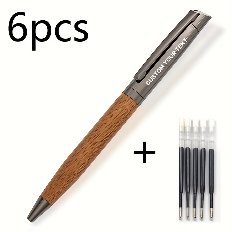 TEMU Juego de 6 piezas (1 bolígrafo + 5 ) de bolígrafos de metal de lujo con grabado láser para papelería de oficina y negocios, escritura , regalos