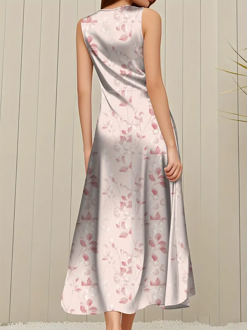 womens elegant v neck sleeveless a line dress floral print semi sheer lightweight fabric breathable versatile for casual to formal occasions attire medium fabric Product details 25