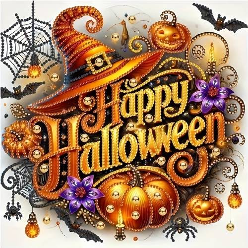 a 5d special shaped diamond painting kit featuring a halloween pumpkin design painting for home wall decoration 11 8x11 8 inches canvas adult holiday craft
