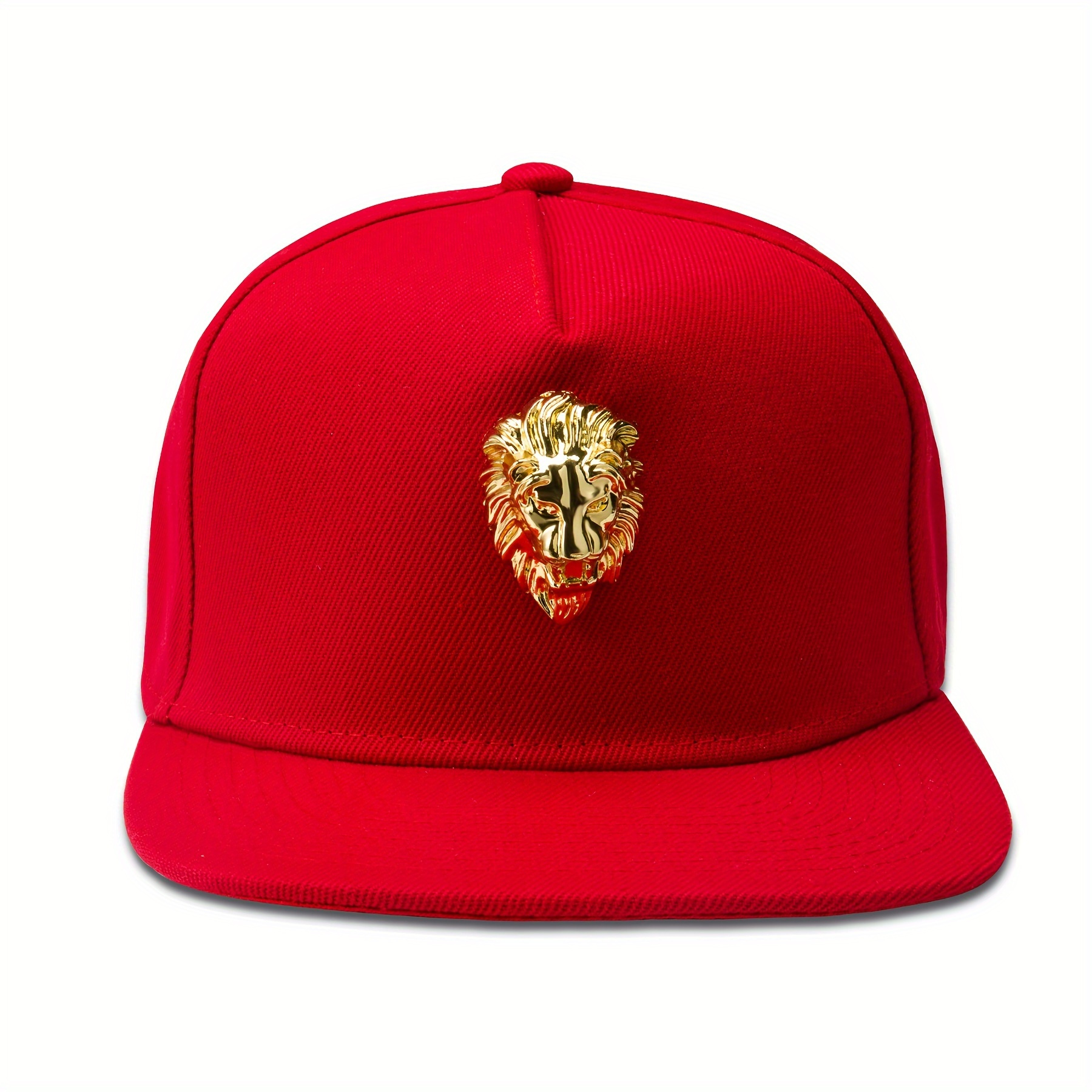 

Casquette Snapback Hip-Hop Rouge Tendance avec Tête de Lion Doré - Acrylique Punk Rock, Légère & Lavable à - Cadeau Idéal pour les Fans de Danse de Rue