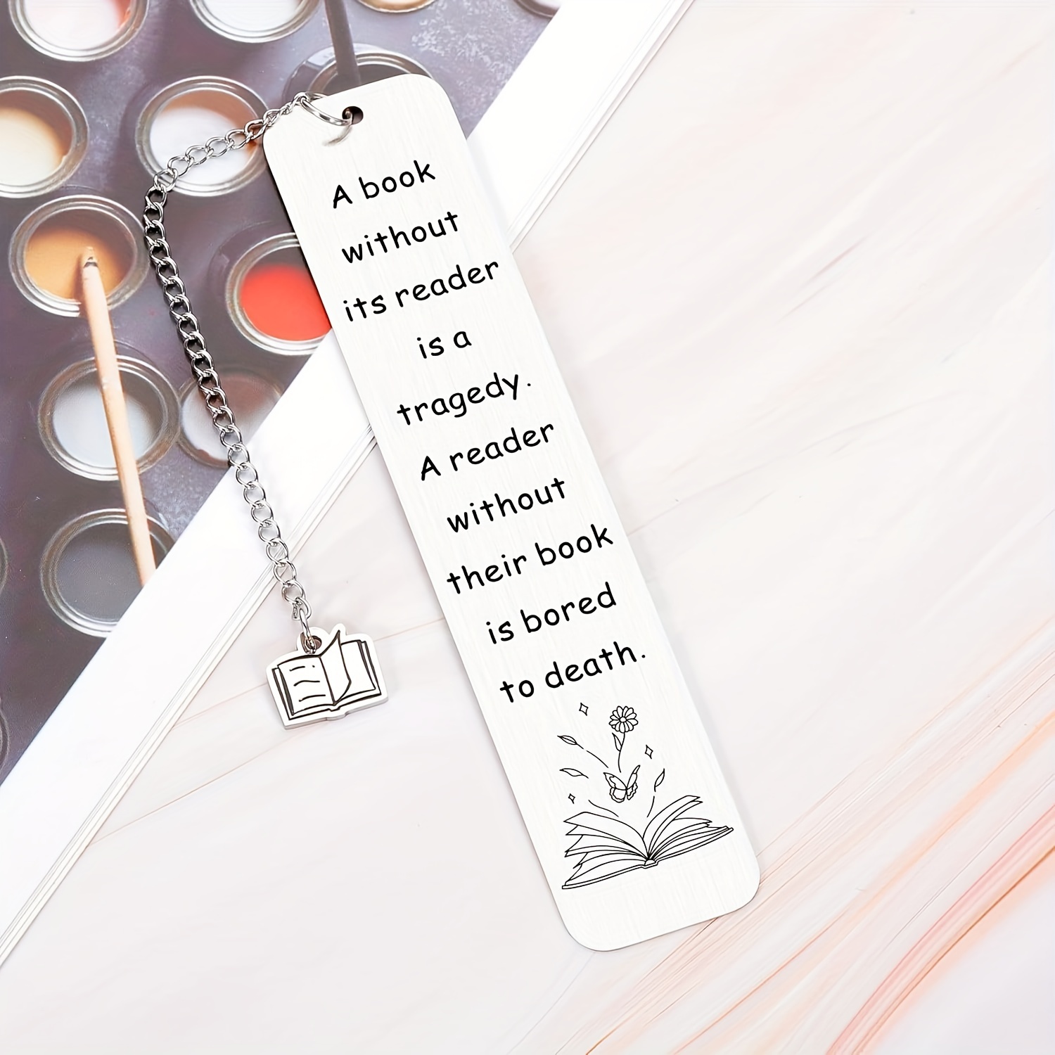 

1pc New Bookmark Gift Lettering Stainless Steel Reading Lovers Gift For Men And Women Birthday Christmas Gift To Send Friends, Bookmark, Stainless Steel, Engraved, Gift