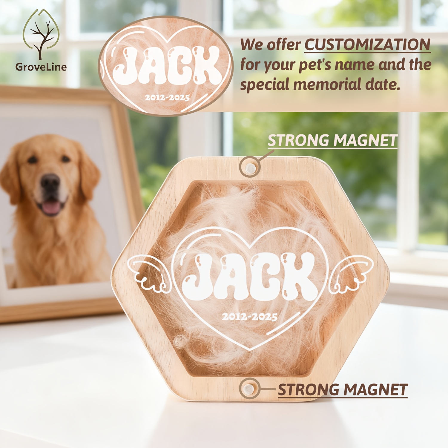 Personalized Pet Memorial Box with Angel Wings Design, Customizable Keepsake