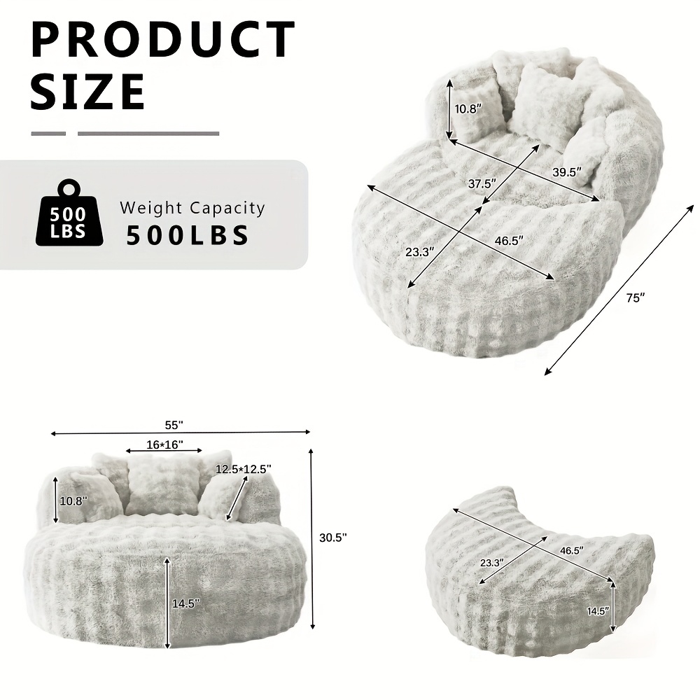 Oversized Chaise Lounge Chair Indoor with Ottoman 55