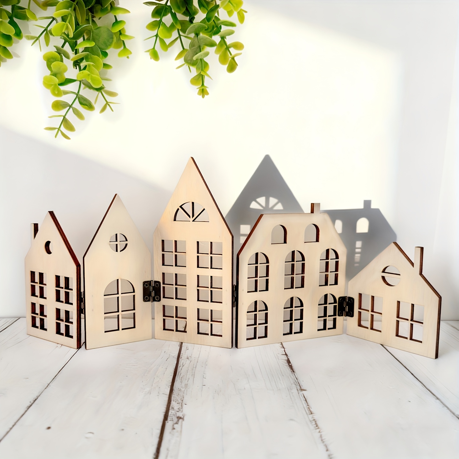 TEMU 2d Flat - 1pc Wooden Christmas Village Scene, Winter Fireplace Decoration, Minimalist Christmas Village, Flat Christmas Village, Winter Interior