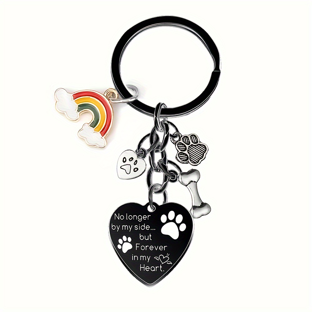 

Pet Loss Sympathy Keychain - Stainless & Cat Memorial Gift With Design For Bereaved Pet Owners