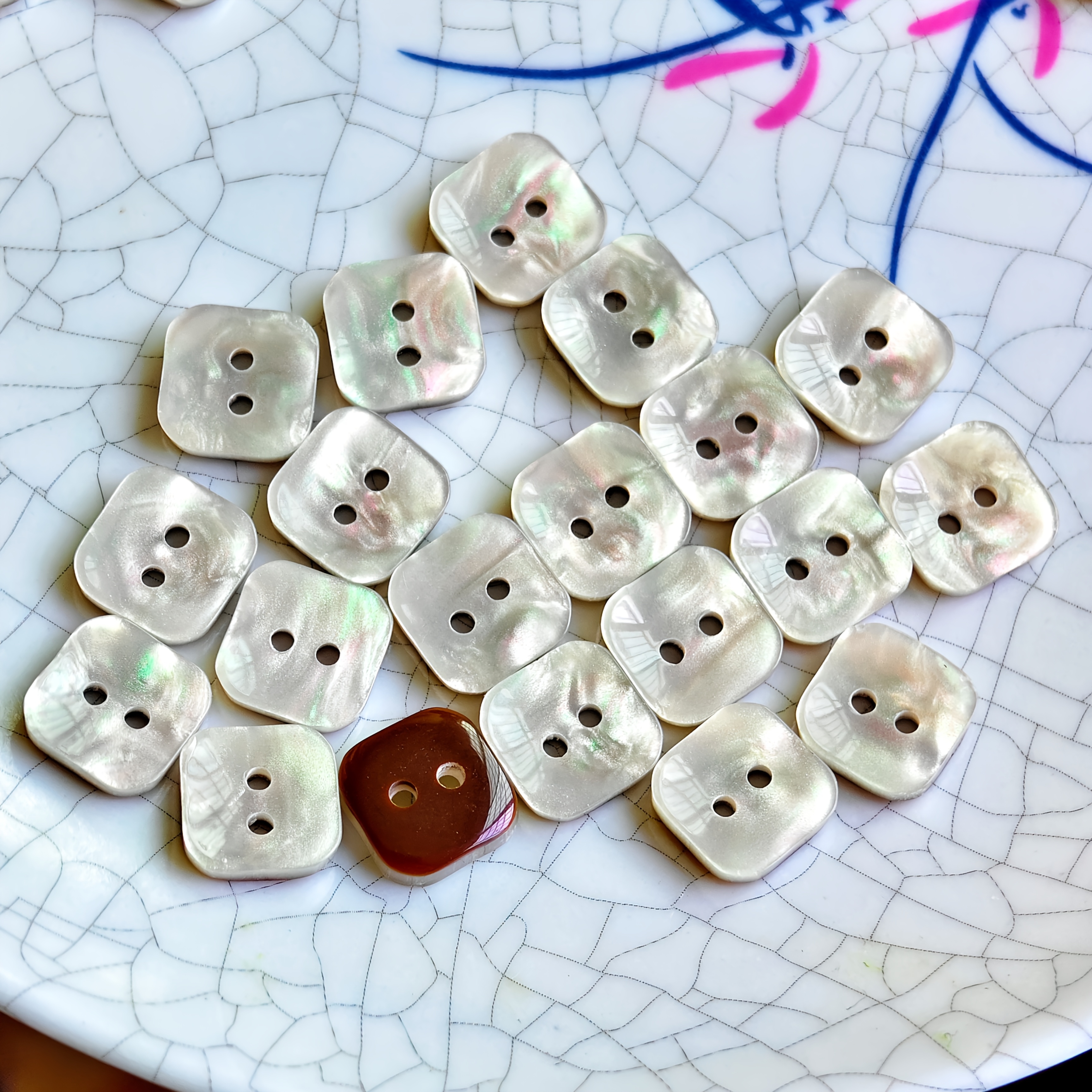 20pcs/30pcs New Style Double- Button Premium Resin Square Fashion Button