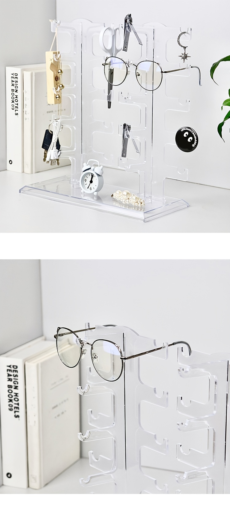 chic transparent fashion glasses display stand detachable eyewear organizer for women hard plastic eyewear storage display rack details 2