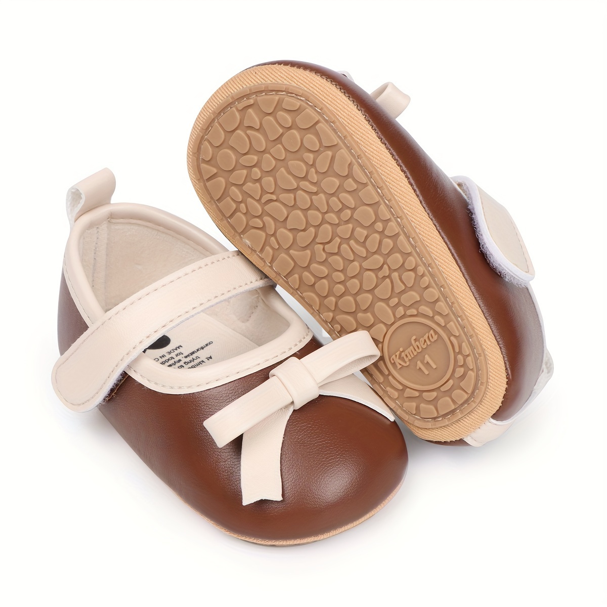 Sabatutu Baby-Lauflernschuhe – Leder, Rutschfeste Gummisohle, Klettverschluss, Für 0–18 Monate