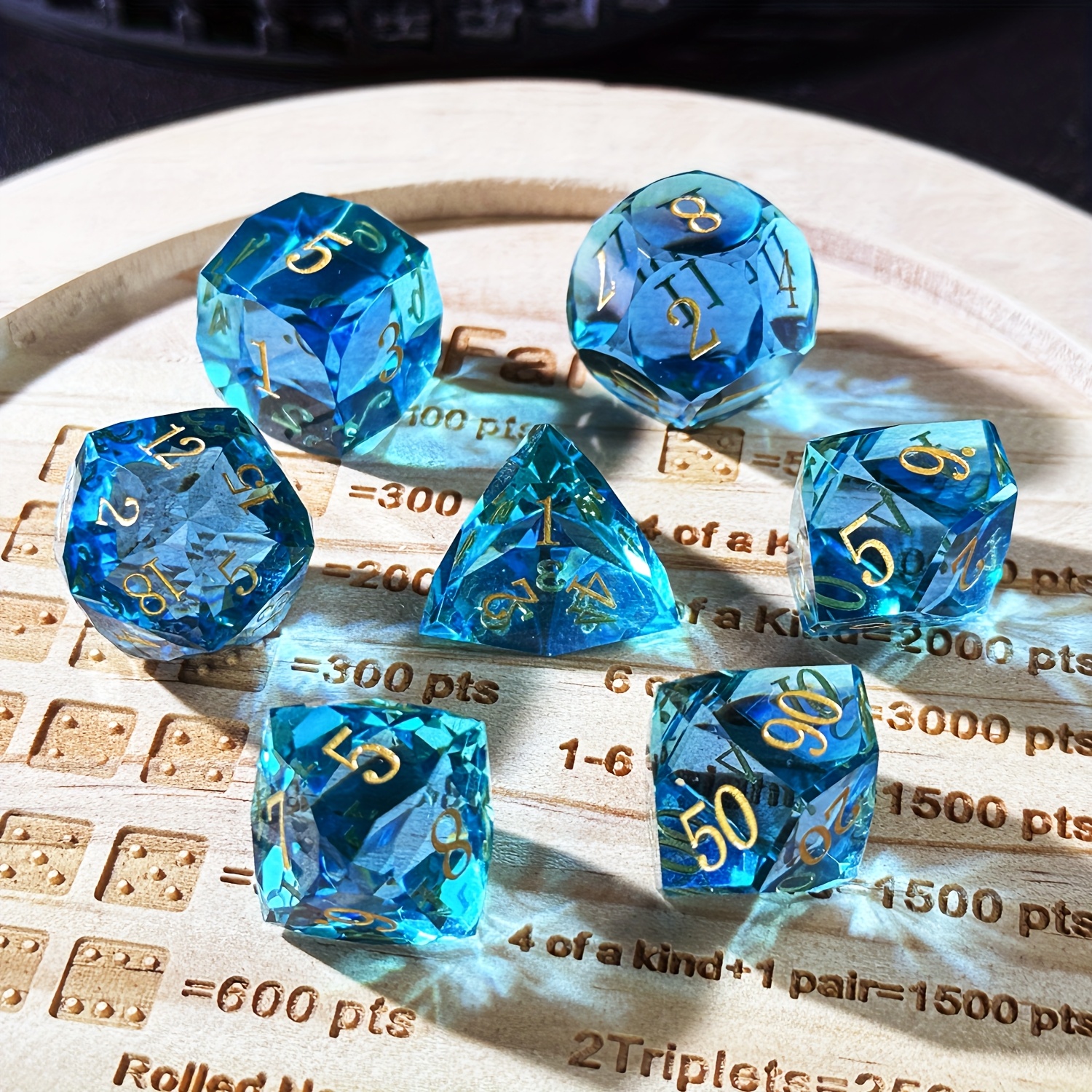 TEMU Multi Colored Prismatic Resin Dice Set/ Hand-cut Optical Refractive Dice/ Suitable For Role-playing Games And Board Games/ D20 D12 D100 D8 D6 D4