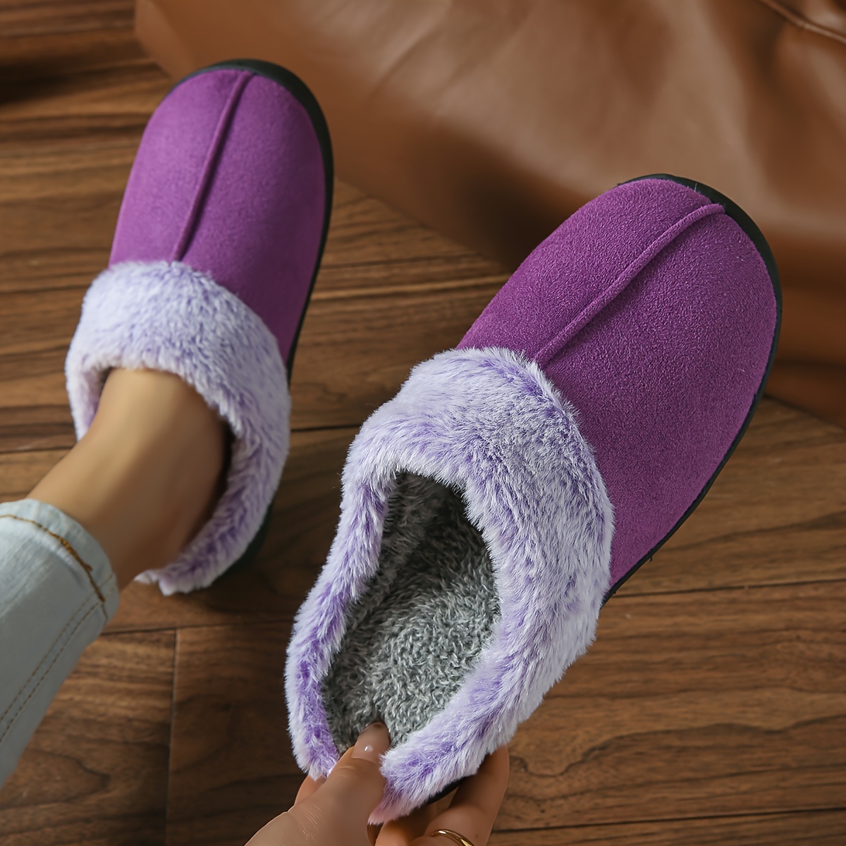 

Women's Fashionable Plush Slippers, Soft Cover Upper, Non-slip Tpr Sole, Cozy Indoor Home Shoes