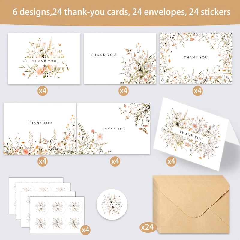 TEMU A Set Of 24 High-quality Greeting Cards, Accompanied By Envelopes And Stickers, Blank Cards Are Ideal For Weddings, Festivals, Bridal Gift , And