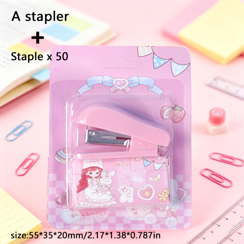 TEMU 2 Optional Cartoon Mini Stapler Sets, Portable Mini Stapler Set, Small Office Stapler