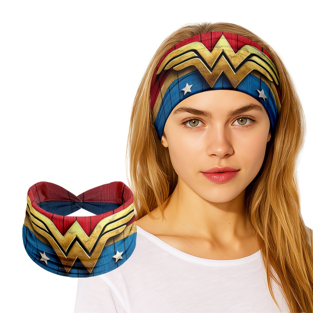 TEMU Warner . Licensed 1pc, Wonder Woman Themed Headband, Reusable, Multi-functional, Elastic Multi-use Headband, Neck Scarf And Headband, Unisex,
