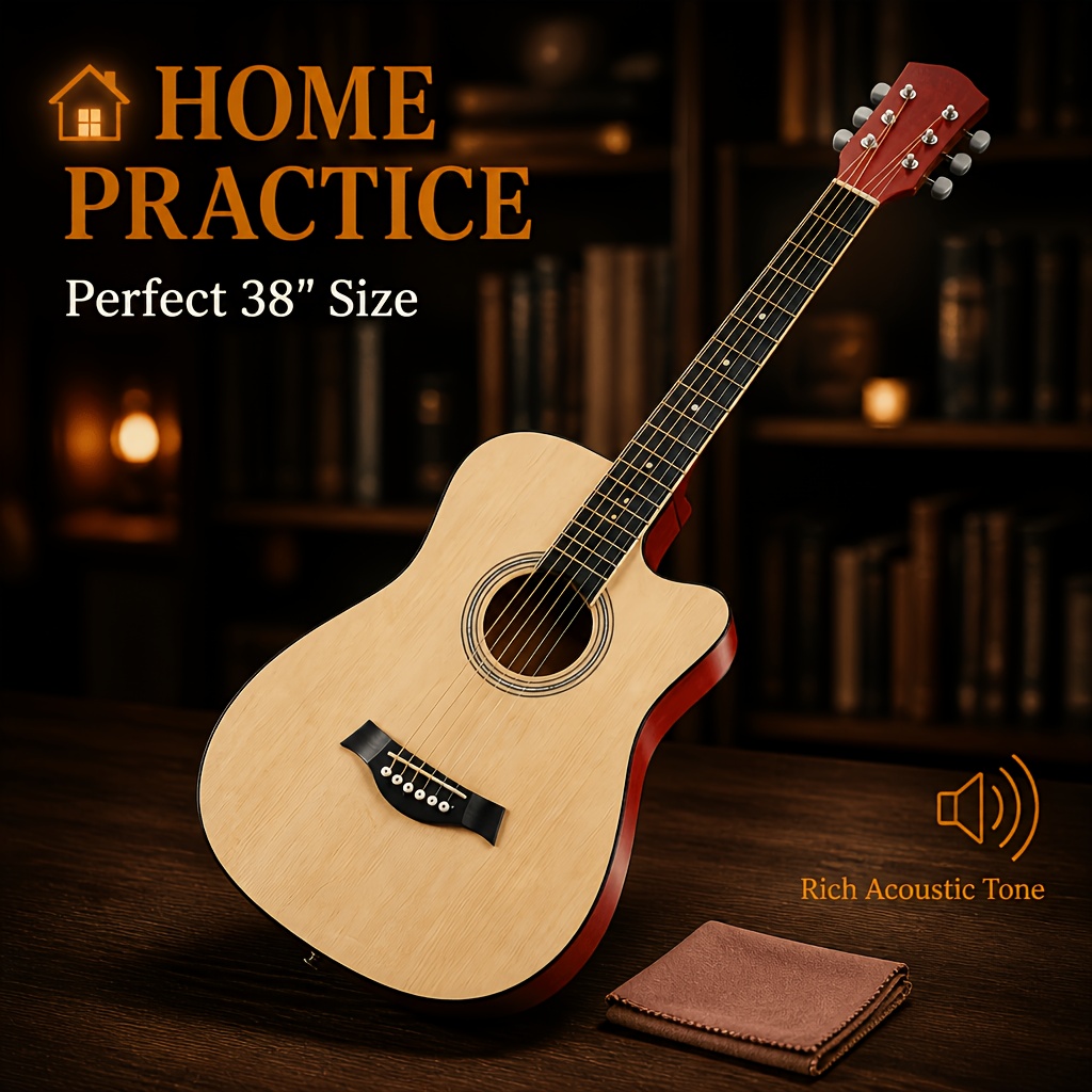 38 Inch Smooth Fretboard Acoustic Guitar, Comfortable Cutaway... product image 12