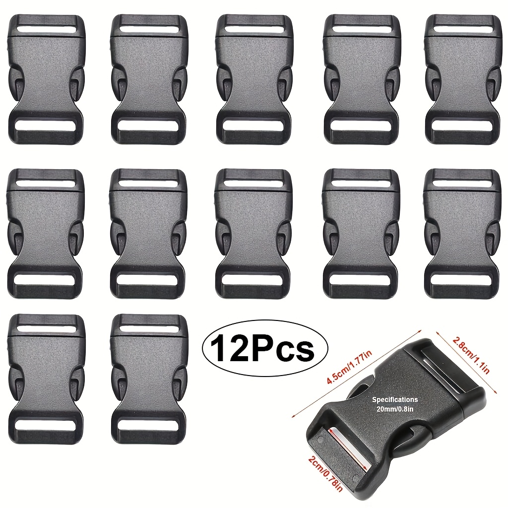 TEMU 12pcs Boucles en Plastique Noir, Boucles de Sangle de , Boucles de Parachute pour DIY Sacoche à Dos Sangle de Bagage Bracelet Paracord Collier