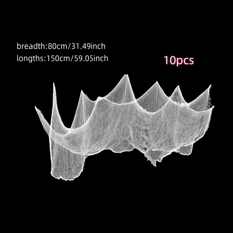 1pc/10pcs Black & White + Spider Web Mesh, Dark Gothic Style with Sheer Fabric and Irregular Netting / Wrinkled Drape Effect for a Lightweight Transparent Look - Perfect Halloween Decor to Create Mystery Atmosphere: Ideal Party Props or Porch Staircase Adornment