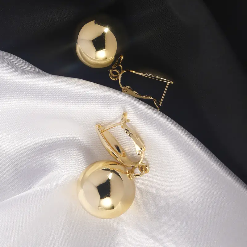 elegant boho chic 18k gold plated jewelry set sleek spherical design necklace earrings with clasp ideal for daily wear parties gift box included Product details 4