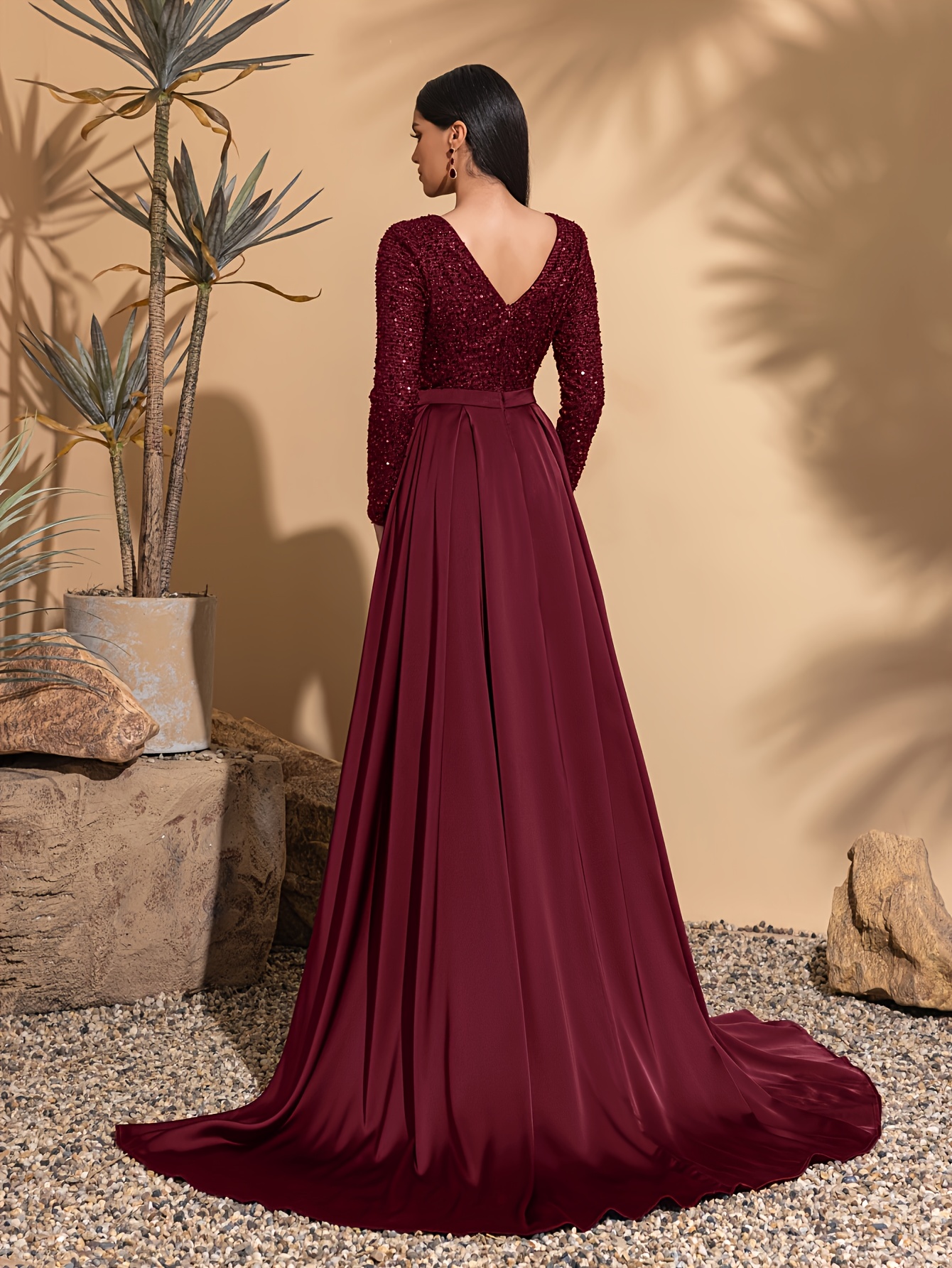 green emerald velvet dress Short Sleeves Burgundy Long Prom Dresses, Wine Red Long Formal Evening main image 1