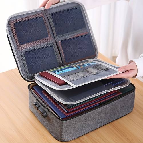 item picture 1pc large capacity document storage bag 3 layer zipper organizer for portable keep safe and secure with sturdy design and