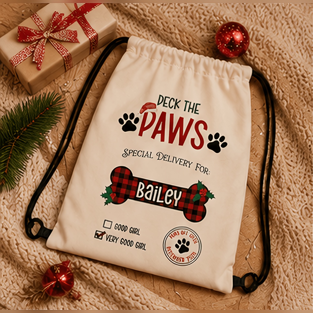 Customizable Christmas Drawstring Backpack with Pet Theme