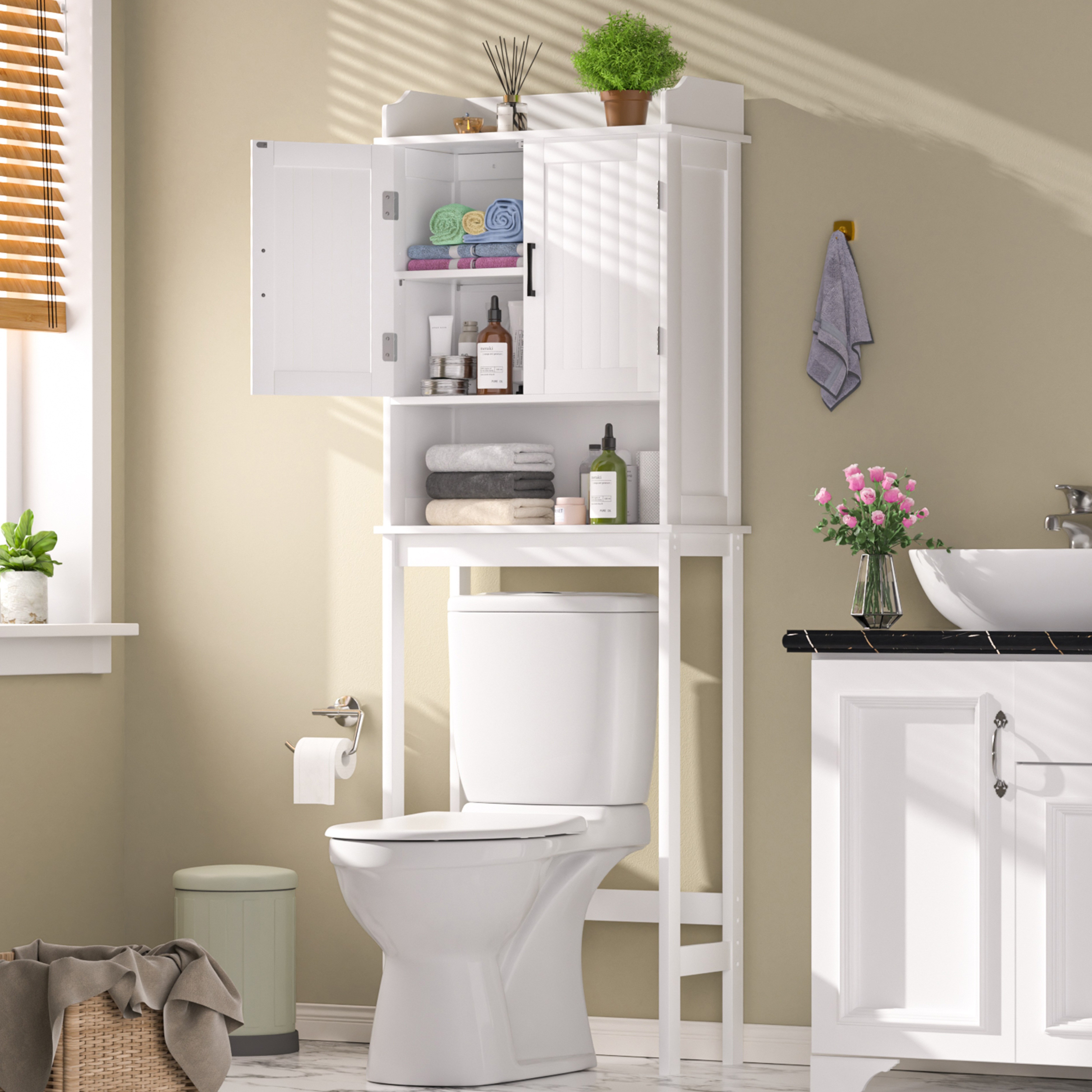 

Bathroom Space Saver, Over The Toilet Storage Organizer And Small Freestanding Cabinet/adjustable Shelf & Storage Rack