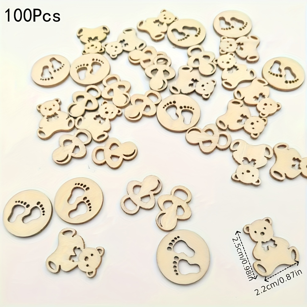 Image of 100pcs Wooden Foot Slices Confetti Shower Paper Confetti Bear Table Confetti For Party Table Decor For Birthday Wedding Shower Party Table Home Decoration
