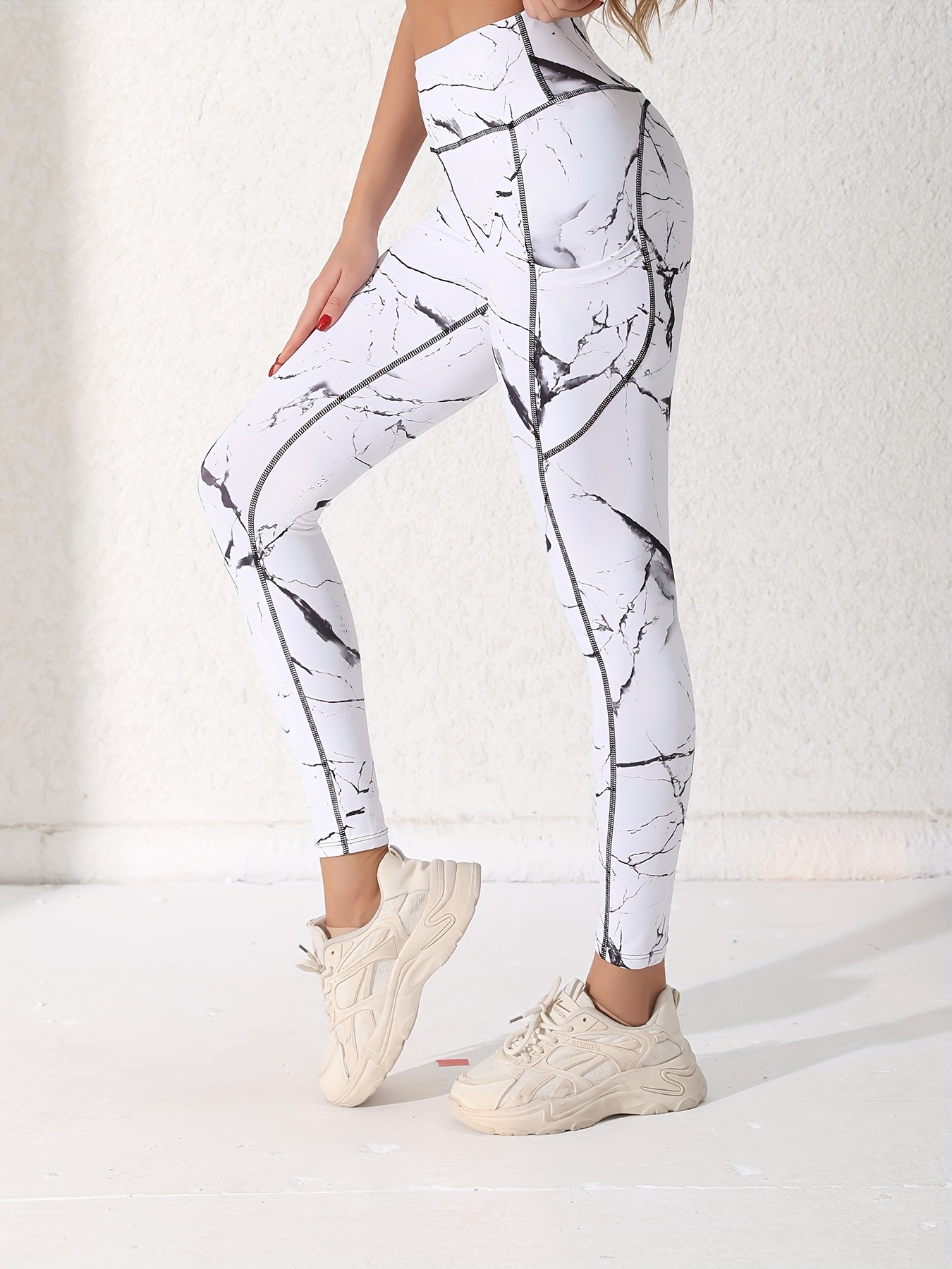 Marble Push up Pants Women Leggings Sports Activewear Gym Clothing Athletic  Apparel Ladies Plus Size Tights White Yoga Pants Hand Drawn Fit 