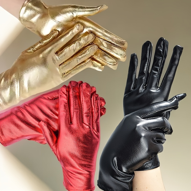 

Funky Short Patent Dance Stage Performance Gloves, Hand Wash Only, Polyester Fiber - Special Fashion Accessories