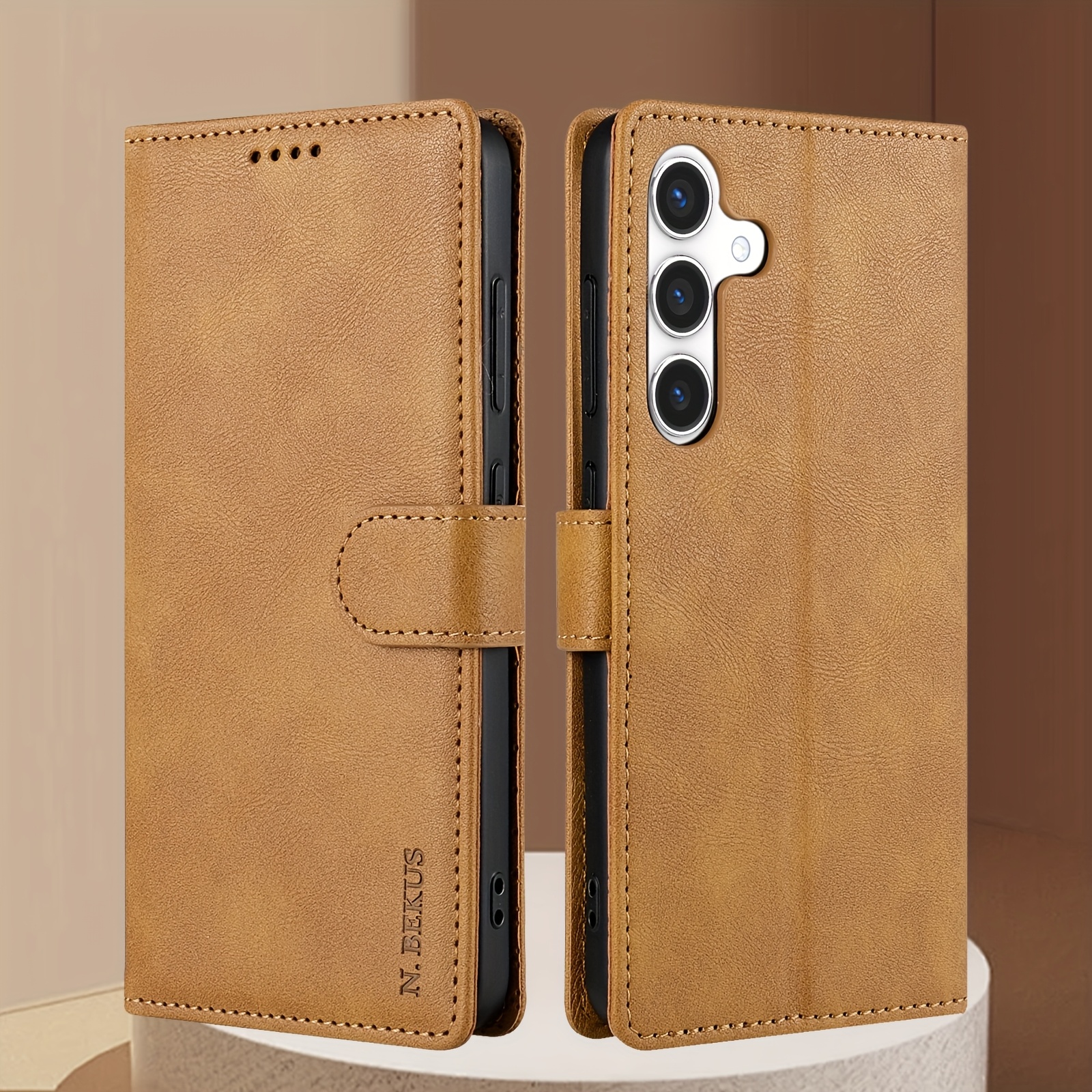 TEMU Phone Case: Luxurious Solid-color Phone Case, Business Magnetic Flip Cover With Card Slot, Cardholder Wallet Phone Case For Men And Women,
