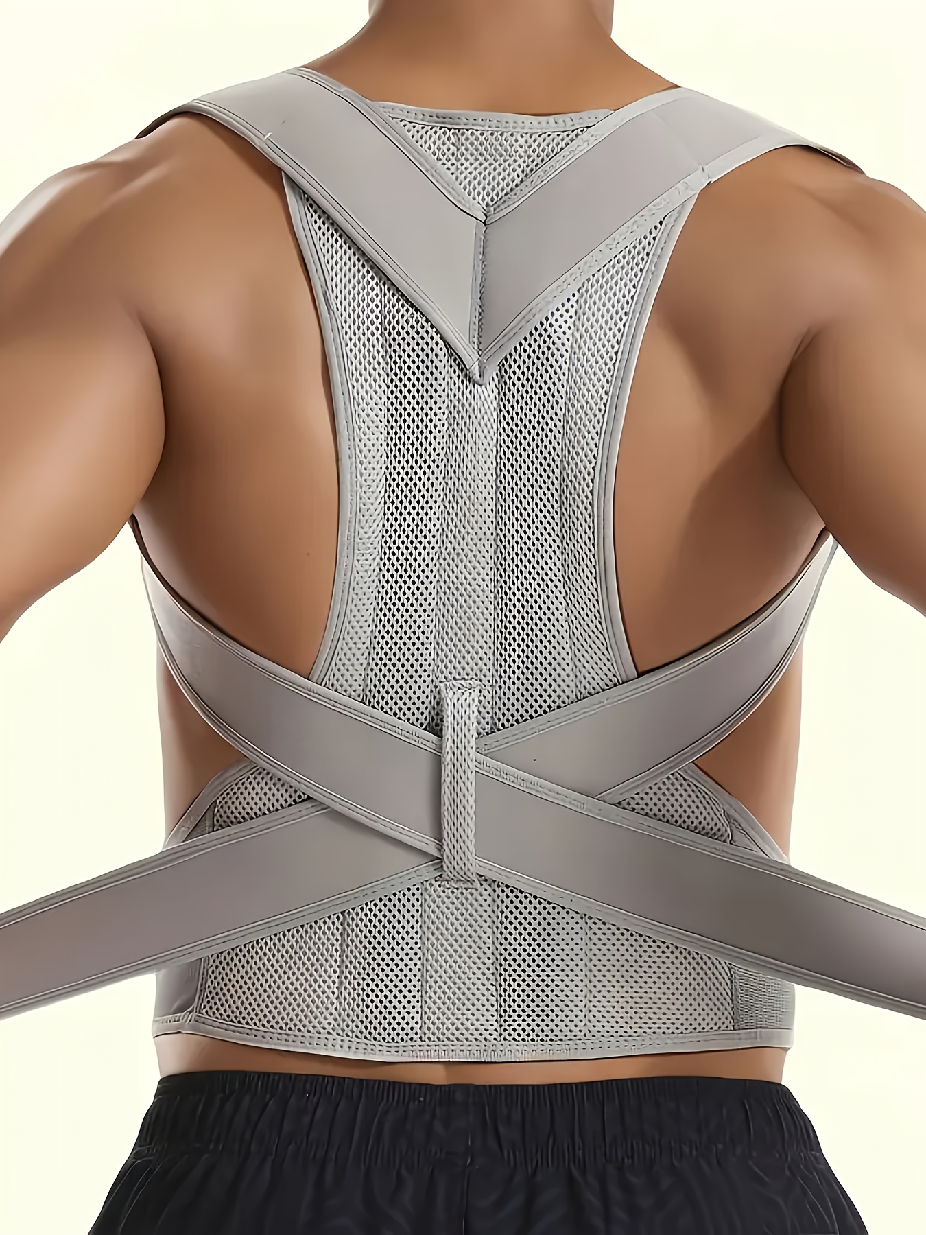 item picture adjustable back cervical support brace with crossover strap system for lower back heavy lifting unisex for men hand washable device