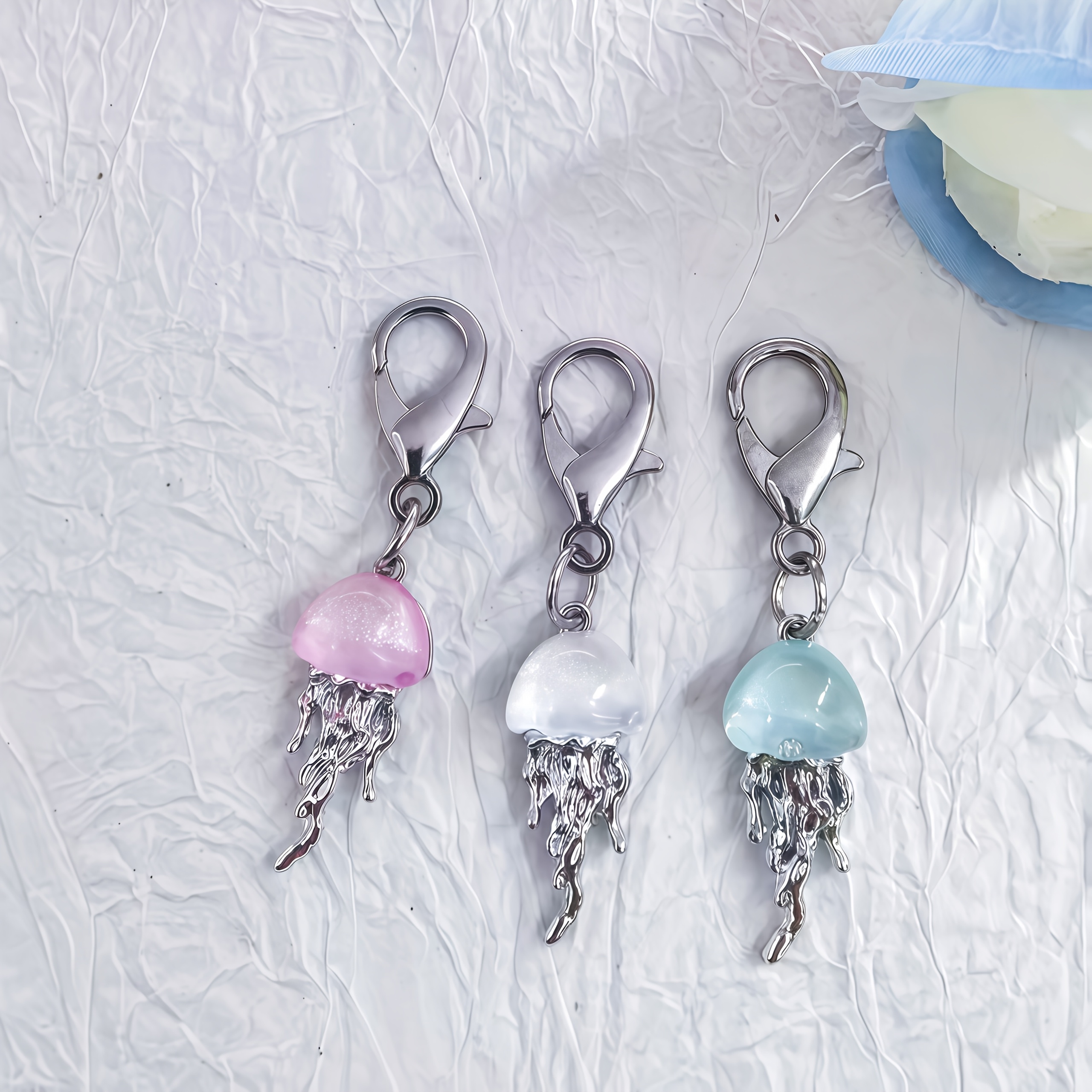 TEMU Decorazione per ciondolo fotocamera con sacchetto di glitter fine a forma di medusa di rame