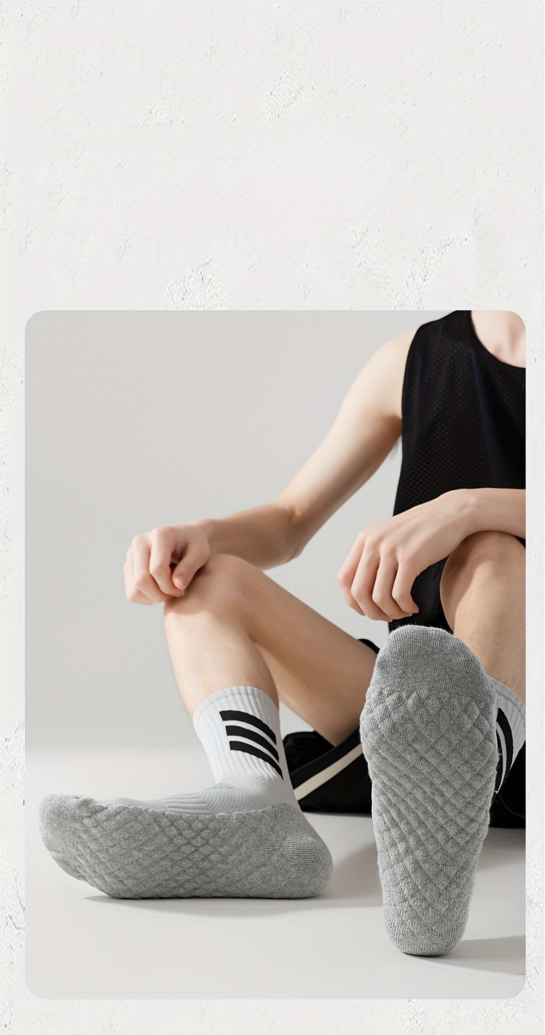 4 Pairs of Men'S Autumn And Winter Professional American-Style Elite Basketball Socks with Towel Bottoms & Sports Socks