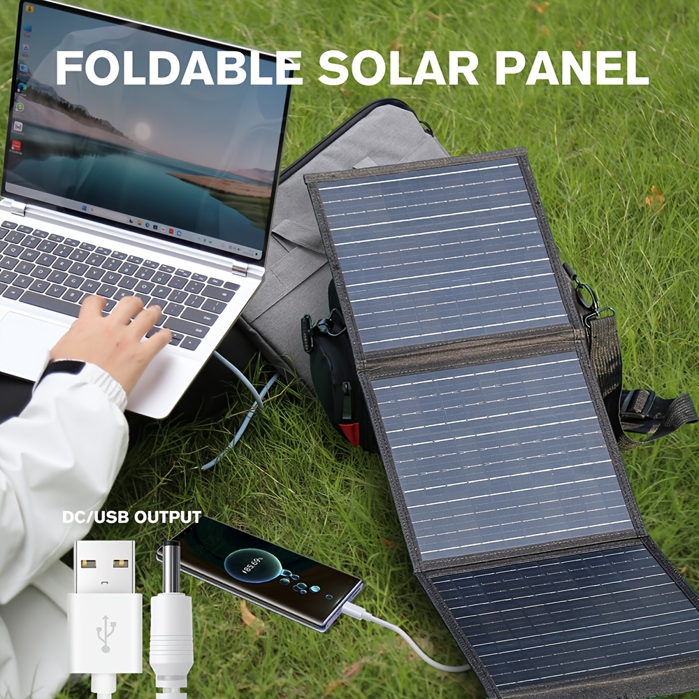 

Outdoor Solar Folding Power Bank 60w Usb-12v + 18v Foldable And Portable, Light , Suitable For Mobile Phone Batteries And Tablet , As Well As Outdoor Camping And Rv Trips