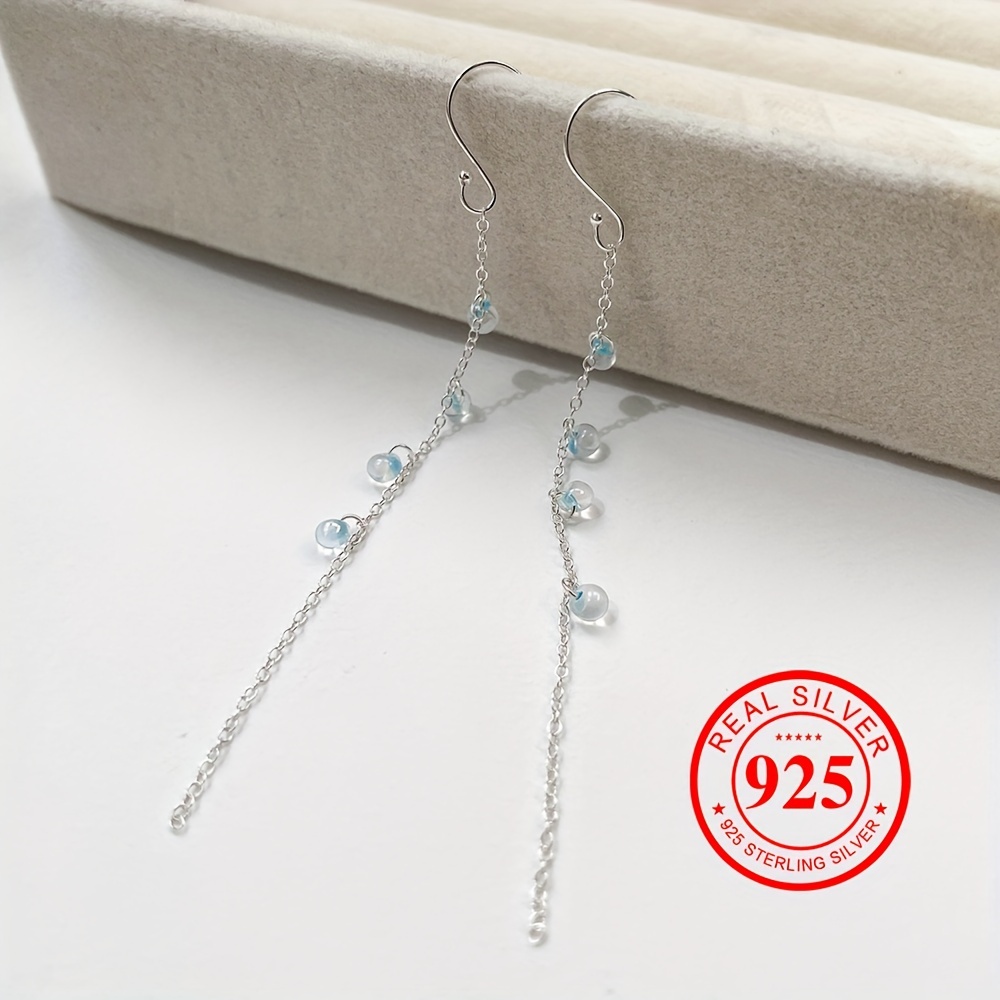 925 Silver Tassel Earrings with Resin Dangles - Nautical Style