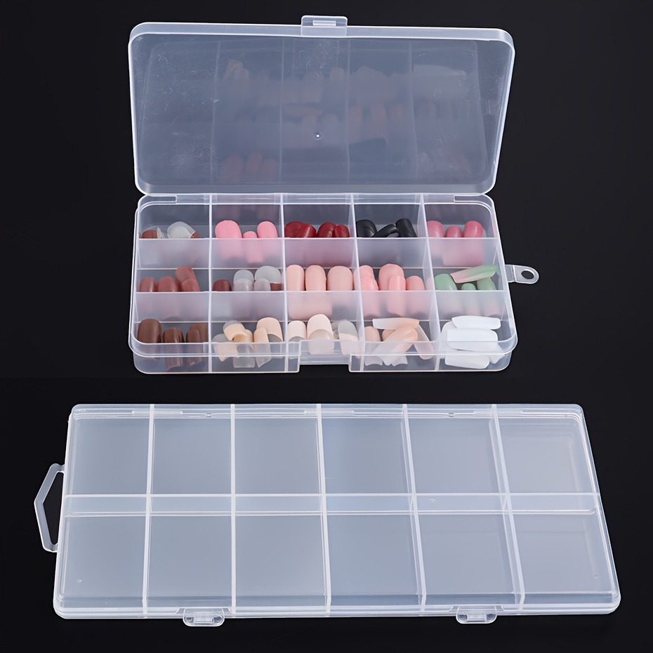 

Acrylic Nail Tips Organizer Case, L77-78 Clear Storage Box For False Nail Art, Unscented, Adjustable Compartments, Manicure Supplies Container