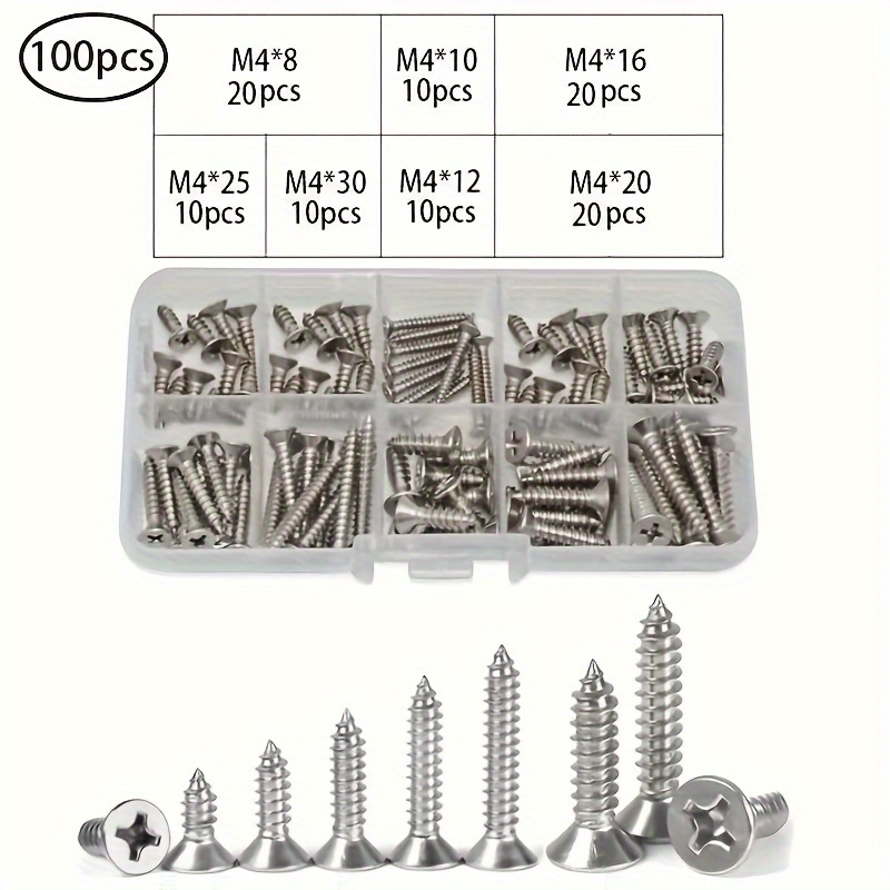 Image of / 220 / 500pcs M4 M3 304 Stainless Steel Self-tapping Screws, Classification Set Of Screws Tool Kit, Locking Screws, Self-tapping Screws, Furniture Screws