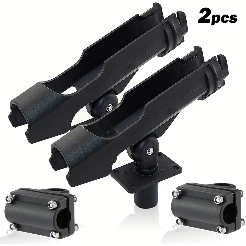 Image of Hqzoomee 2pcs Fishing Rod Holders For Boat Adjustable Fishing Pole Rod Racks 360 Degree Rotation Fishing For Boat Rod Holders With Large Clamp Folding Holder For Rh40