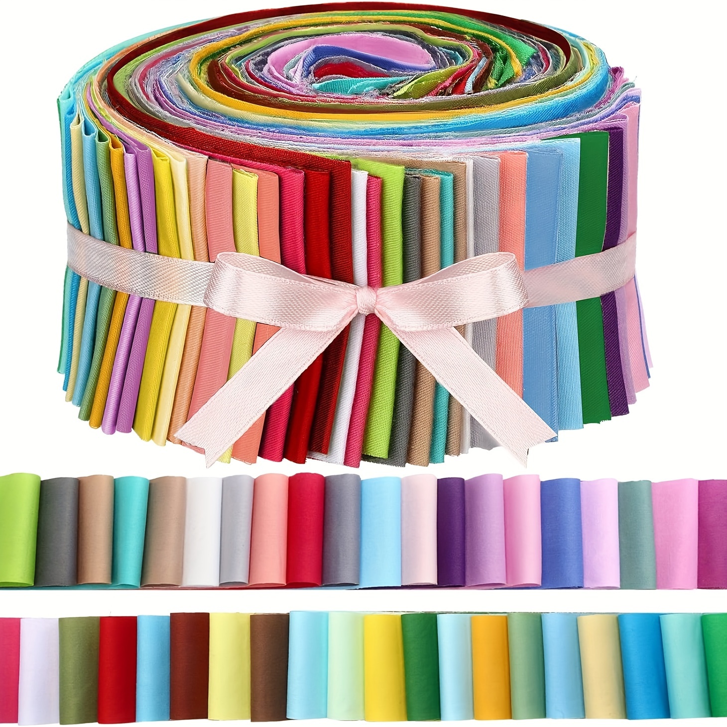 

40pcs Rouleaux de Patchwork en Tissu Gelée de Couleurs Mélangées, Rouleau de Tissu de Patchwork Roulé de 2.55 Pouces, Lot de Tissu de Quilting pour Quilting et Couture DIY