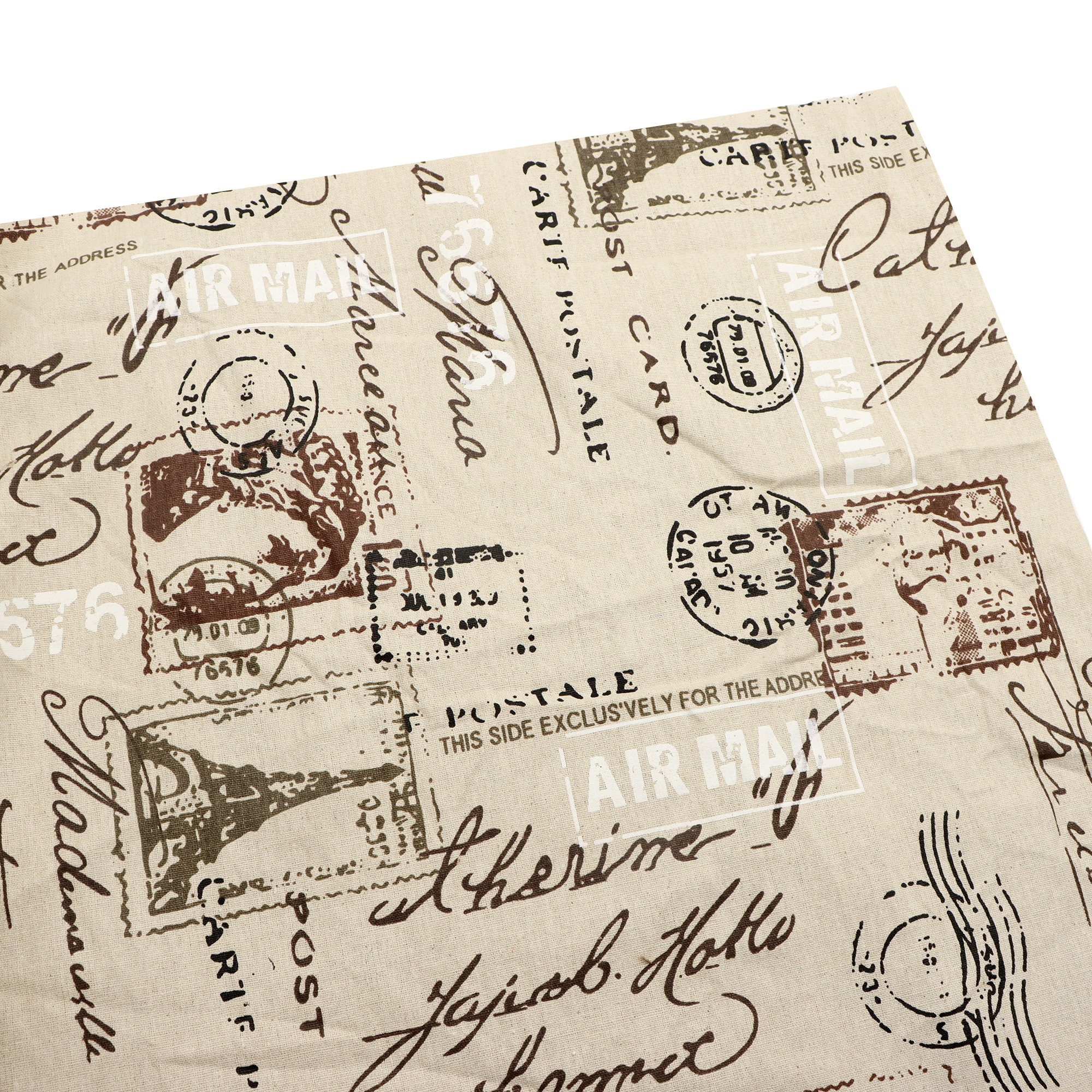 Image of 1pc Vintage Letters Tower Printed Linen Fabric,150x50cm Pre-cut Fabric Sheet,perfect For Tablecloths, Pillow Covers & Decorative , Home | Vibrant Pattern Fabric | Durable Home Decor, Linen Fabric