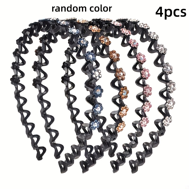 TEMU 4 pezzi Squisita Cerchietto per Capelli con Fiori di Strass Lucidi - Cerchietto Antiscivolo da Donna, Accessorio per Capelli Elegante e , per