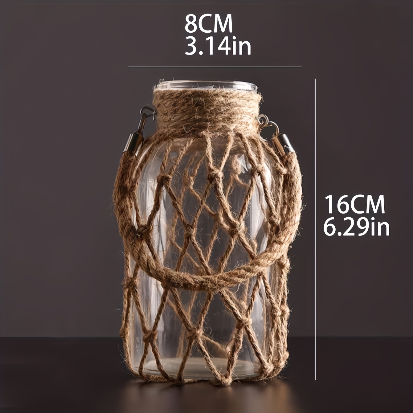 E-shop Eine Vintage-Vase aus transparentem Glas mit kreativ gewebtem Netz-, für die Wohnungsdekoration, hydroponische Blumen und geeignet für