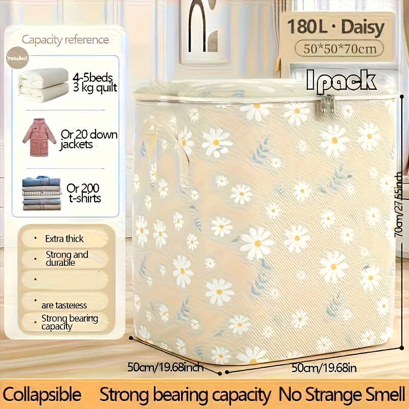 TEMU Extra Large Foldable Storage Box, Closet Organizers And Storage, Laundry Basket, Spring Decorations For Home, Quilts Storage Bag; For Clothes,