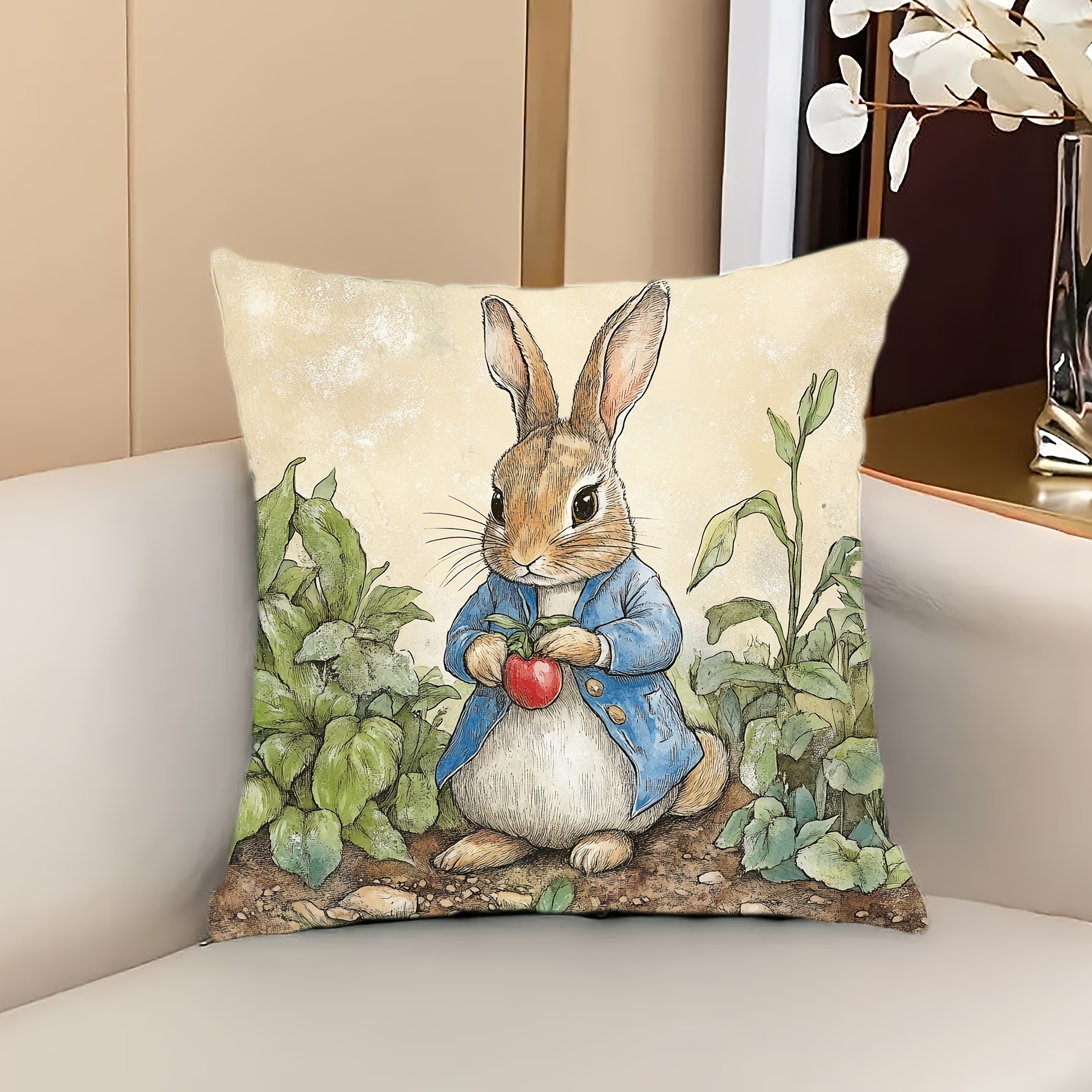 

1pc 18x18 Inch Polyester Short Plush Pillow Cover, Potter Garden By Naturaltextures, Zip Closure, Allergy-friendly, Ideal For Living Room, Sofa, Bedroom - No Pillow Insert, Without Pillow , Bbsa11883