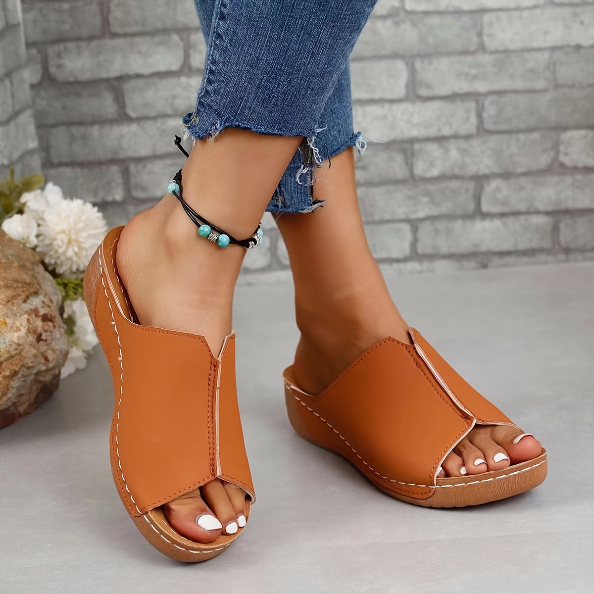 solid color stylish sandals women s platform slip soft sole details 6