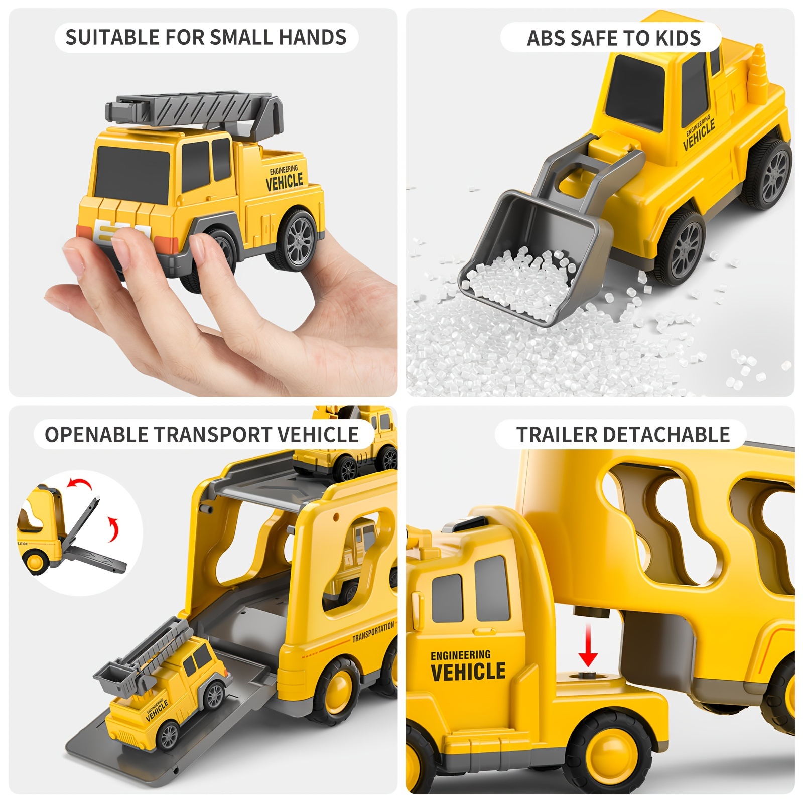  5 in 1 construction vehicle transport truck carrier set plastic toys for boys girls ages 3 7 perfect christmas birthday gift details 4
