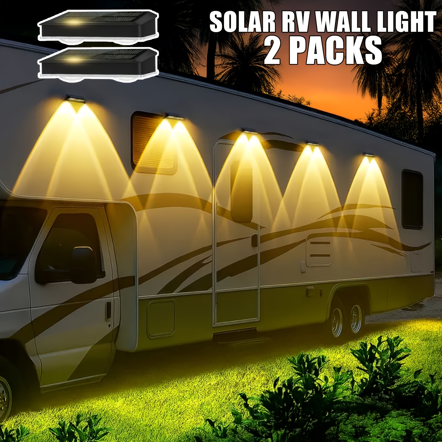 E-shop FACHOI 4/ 2er Pack Solar-Wohnmobil-Leuchten, 3 Lumen Zaunleuchten für Wohnmobilwände, Terrassen, Außenpfosten, Höfe, Gärten, Treppen,