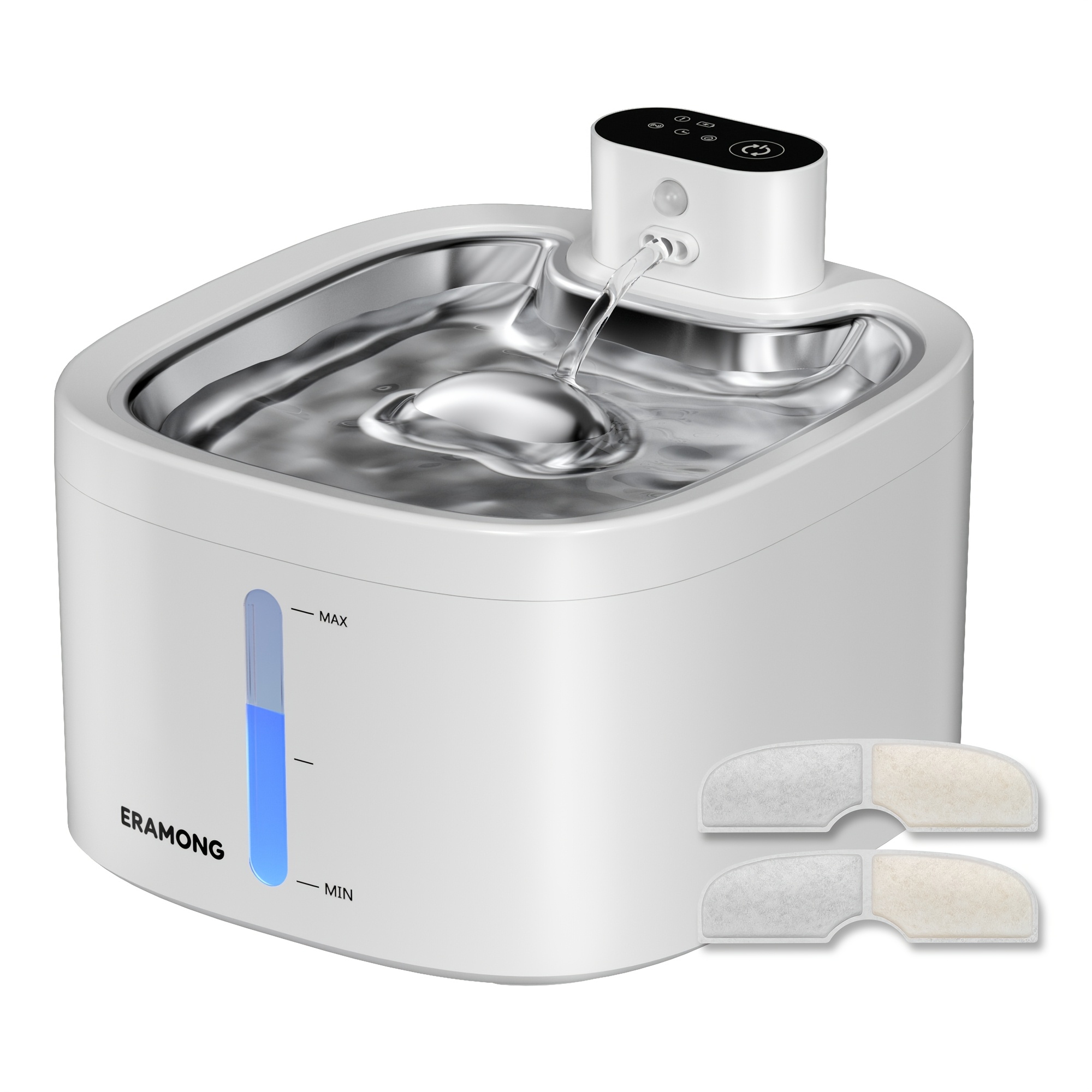 TEMU Distributore intelligente per animali domestici da 3,6L, per wireless con ciotola in acciaio inossidabile, ricaricabile tramite USB e dotata di