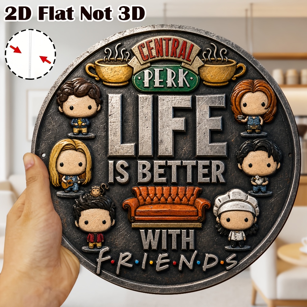 TEMU 2d Flat, 1pc, 2d Flat, Vintage Round Metal Sign 20x20cm, Tv Show Better Wall Decor For , Gift For Enthusiasts, 2d Flat