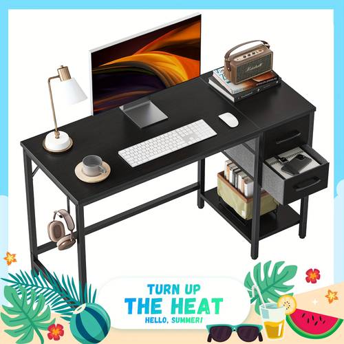 computer desk with 2 drawers 40 inch small home office desk study writing table black