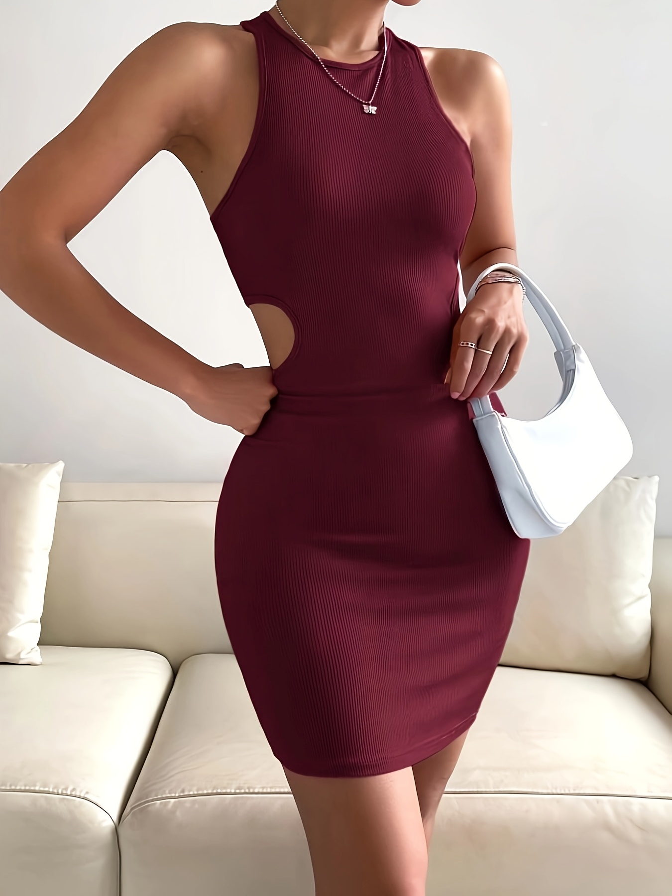 Ladies' Fashion * Burgundy Tank Dress